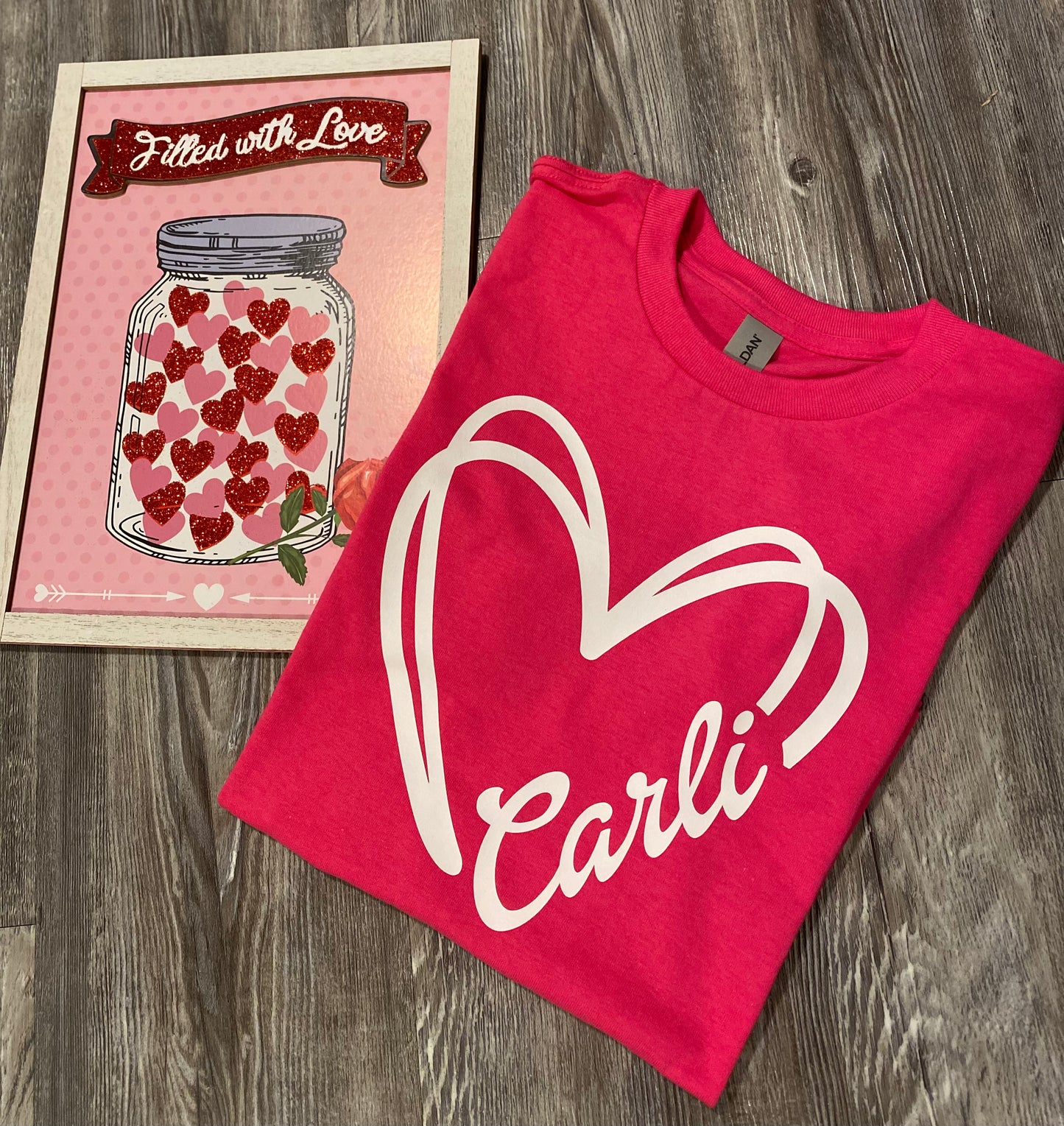 Doodle Heart Name T-Shirt