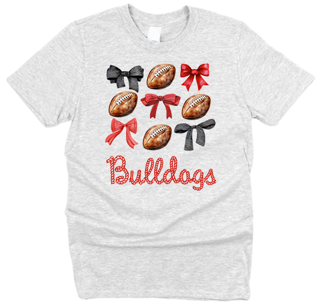 Bulldogs Bows and Football T-Shirt