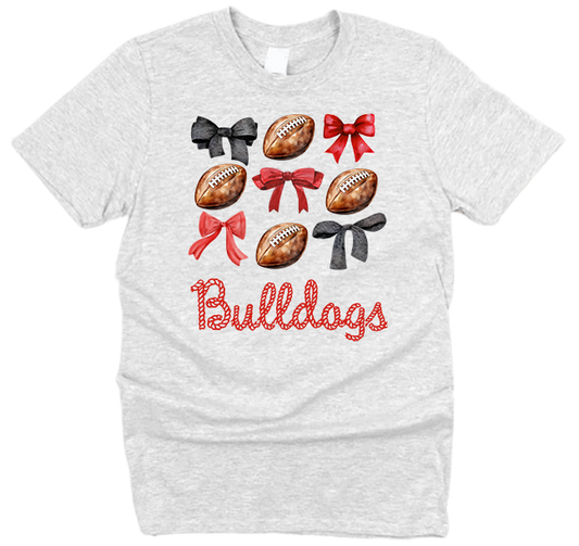 Bulldogs Bows and Football T-Shirt