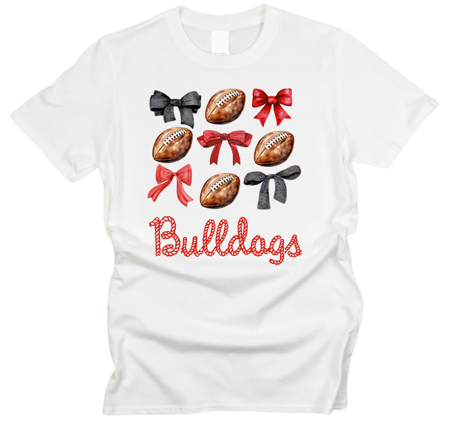 Bulldogs Bows and Football T-Shirt