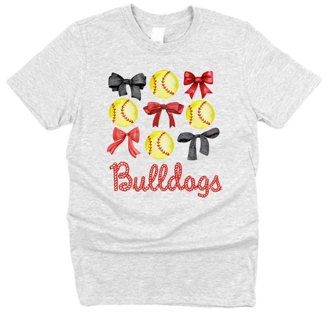 Bulldogs Bows and Softball T-Shirt