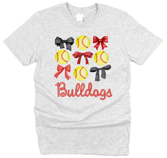 Bulldogs Bows and Softball T-Shirt