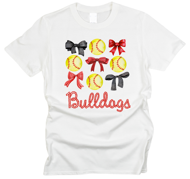 Bulldogs Bows and Softball T-Shirt