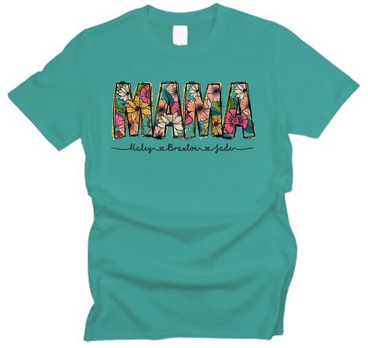 Floral Mama Personalized Mother's Day T-Shirt