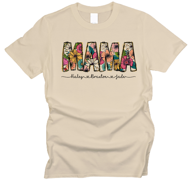 Floral Mama Personalized Mother's Day T-Shirt