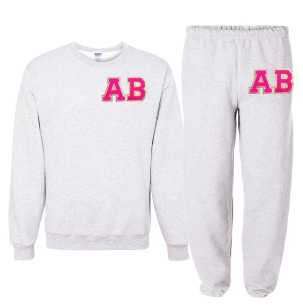 Personalized Letter Patch Sweat Suit