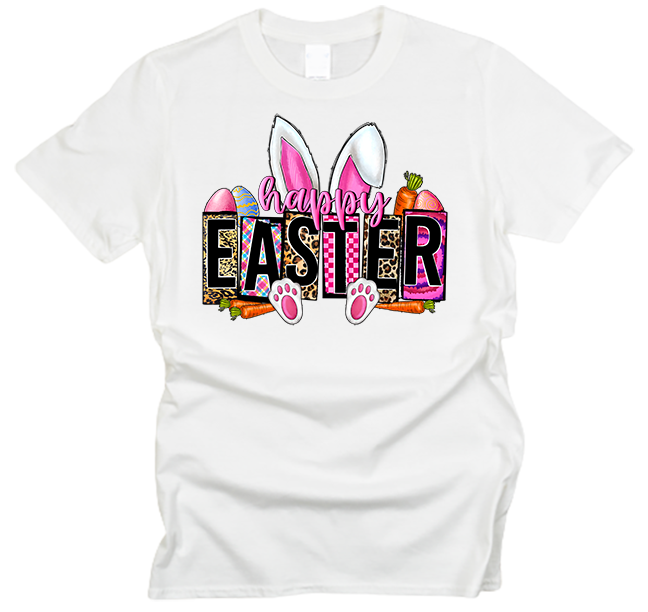 Happy Easter Bunny Leopard Block T-Shirt