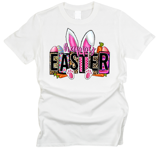 Happy Easter Bunny Leopard Block T-Shirt