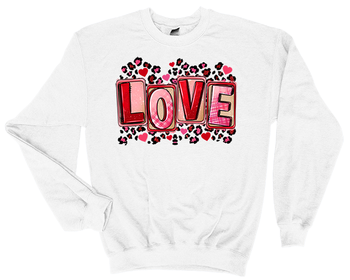 Valentine's Day Love Leopard Block Sweatshirt