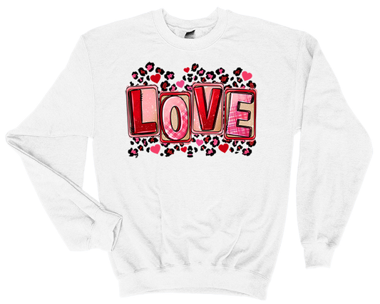 Valentine's Day Love Leopard Block Sweatshirt