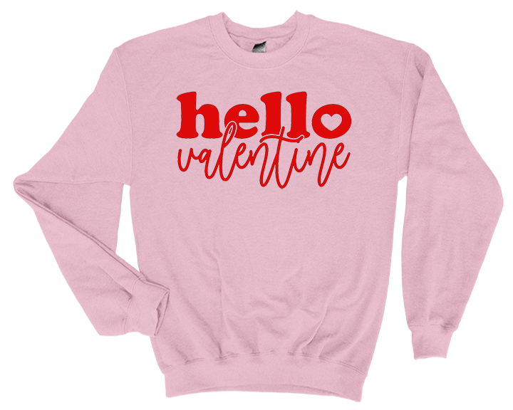 Valentine's Day Hello Valentine Sweatshirt - 3D Puff