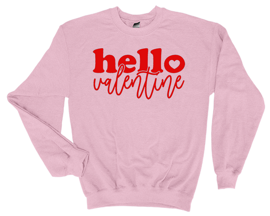 Valentine's Day Hello Valentine Sweatshirt - 3D Puff