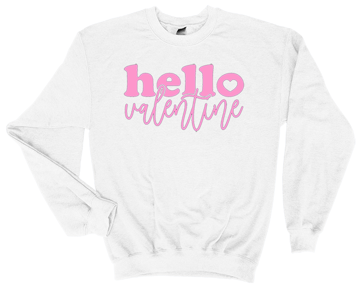 Valentine's Day Hello Valentine Sweatshirt - 3D Puff