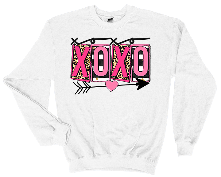 Valentine's Day XOXO Leopard Block Stripe Sweatshirt