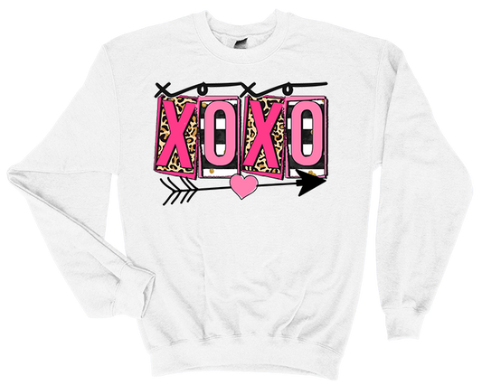 Valentine's Day XOXO Leopard Block Stripe Sweatshirt